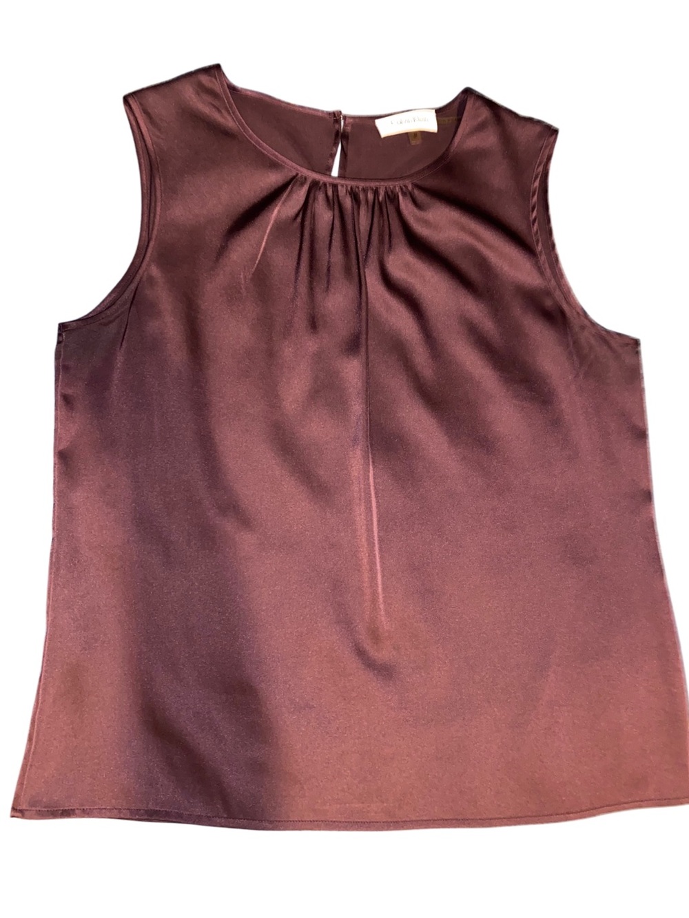 Calvin Klein Women's Sleeveless Pleat Neck Blouse